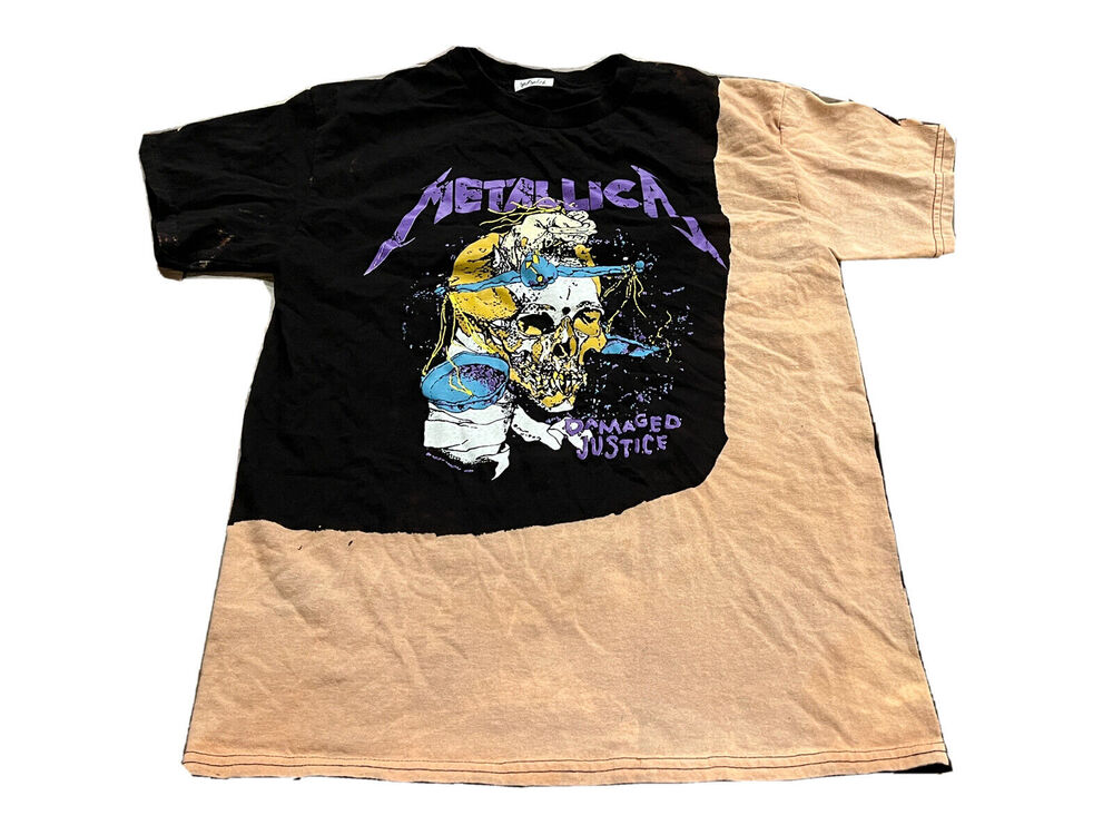 Metallica Damaged Justice Short Sleeve Tie Dye Shirt Graphic Print Size M Medium